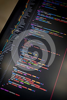 JavaScript Programming language code in text editor.
