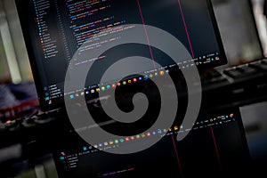 JavaScript Programming language code in text editor.