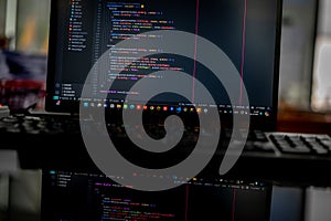 JavaScript Programming language code in text editor.