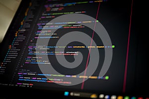 JavaScript Programming language code in text editor.