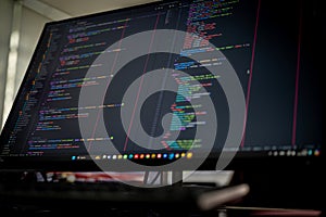 JavaScript Programming language code in text editor.