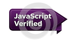 Javascript verified badge symbol for web development and programming trust