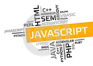 JAVASCRIPT word cloud, tag cloud, vector graphic photo