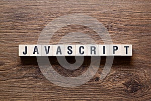 Javascript - word concept on building blocks, text