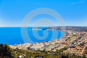 Javea Xabia aerial skyline with port in Alicante