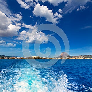 Javea Xabia skyline from Mediterranean sea Spain