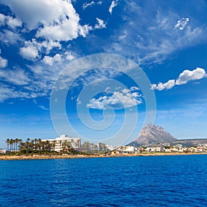 Javea Xabia skyline from Mediterranean sea Spain