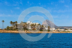 Javea Xabia skyline from Mediterranean sea Spain