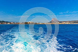 Javea Xabia skyline from Mediterranean sea Spain