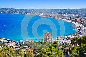 Javea Xabia village aerial in Mediterranean spain