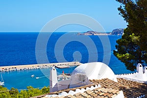 Javea Xabia village aerial in Mediterranean spain