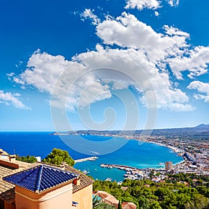 Javea Xabia village aerial in Mediterranean spain