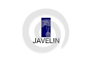 Javelin throw sport vector line icon. Javelin throw stance.