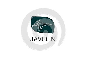 Javelin throw sport vector line icon. Javelin throw stance.