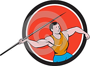 Javelin Throw Track and Field Circle Cartoon