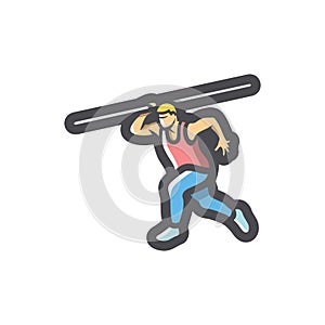 Javelin Thrower Athlete Vector icon Cartoon illustration