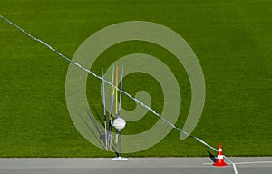 Javelin Thrower sector on grass background. Track and field