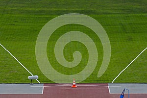 Javelin Thrower sector on grass background. Track and field