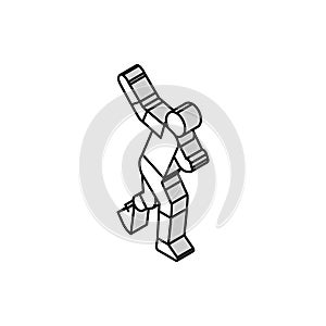 javelin-throwing handicapped athlete isometric icon vector illustration