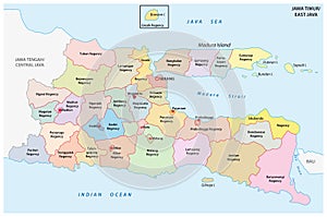 Jawa Timur, East Java administrative and political vector map, Indonesia photo