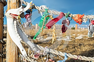 Jawbone and Colorful Cloth