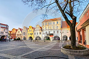 Jawor, Poland. Old colorful houses on Rynek square photo