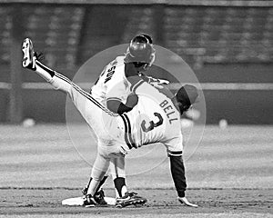 Jay Bell and Robby Thompson Collide at Second Base