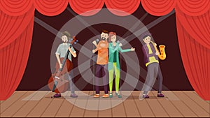 Jazz band concert flat vector illustration