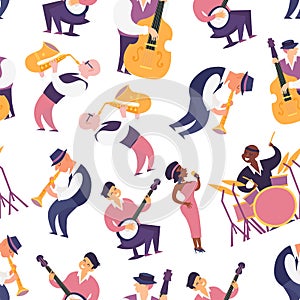 Jazz band seamless pattern vectorillustration.