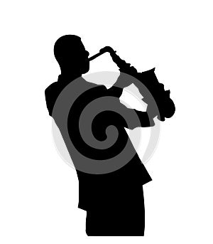 Jazz blues musician playing sax photo