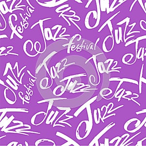 Jazz. Brush pen lettering seamless pattern. Vector ink inscription. Calligraphy modern style. Music poster. Perfect for