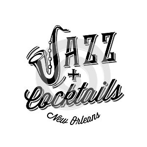 Jazz & Cocktails Bourbon Street New Orleans Typography