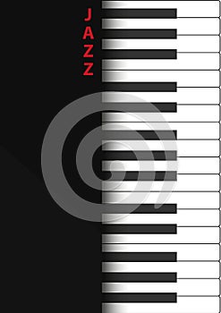 Jazz concert poster design. Live music concert. Piano keys. Vector illustration. photo