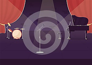 Jazz concert preparation flat color vector illustration