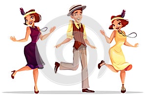 Jazz dancers man and women vector illustration