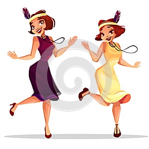 Jazz dancers women in cabaret vector illustration