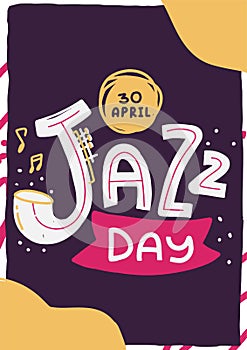 Jazz Day music poster, piano flyer background, blues festival, hipster flyer, grunge band