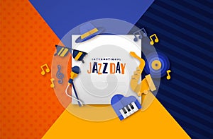 Jazz Day paper cut music instrument template