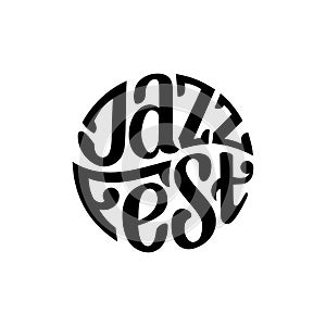 Jazz fest lettering circle white Vector Illustration