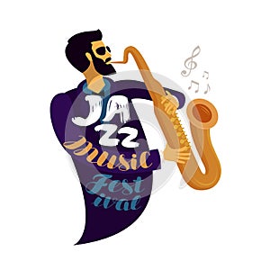 Jazz festival. Live music, jive, concert concept. Vector illustration photo