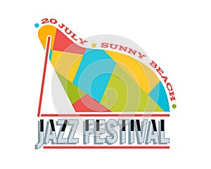 Jazz festival vector music concert logo musical instrument logotype musician playing saxophone sound art badge festival