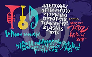 Jazz improvisation festival poster. Expressive calligraphic script photo