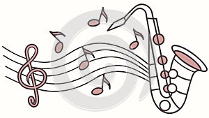 Jazz Instruments and Musical Notes Dynamic Pattern, vector design Generative AI