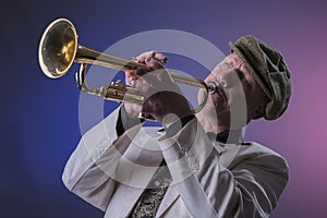 Jazz man playing the trumpet