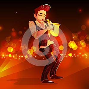 Jazz man with saxophone vector illustration