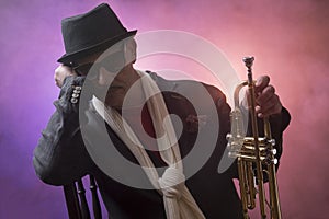 Jazz man with a trumpet