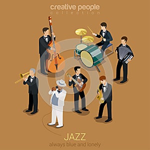 Jazz music band isometric concept