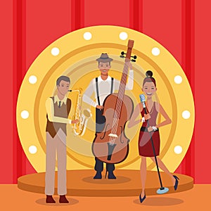 Jazz music band show, colorful design