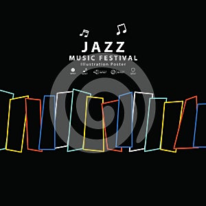 Jazz music banner poster square illustration vector. Background
