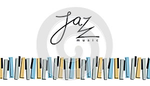 Jazz music emblem or logo vector flat style illustration isolated, grand piano logotype for recording label or studio or musical